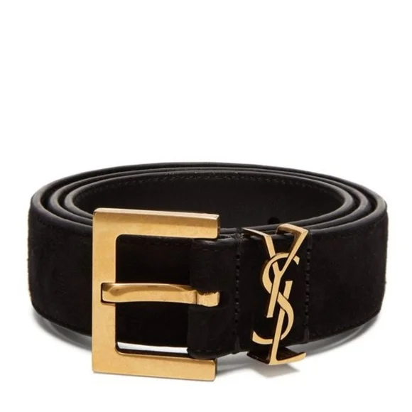 BNIB! Rare! AUTHENTIC Saint Laurent YSL Monogram Suede Belt SIZE 80 MSRP $695 - Picture 7 of 16